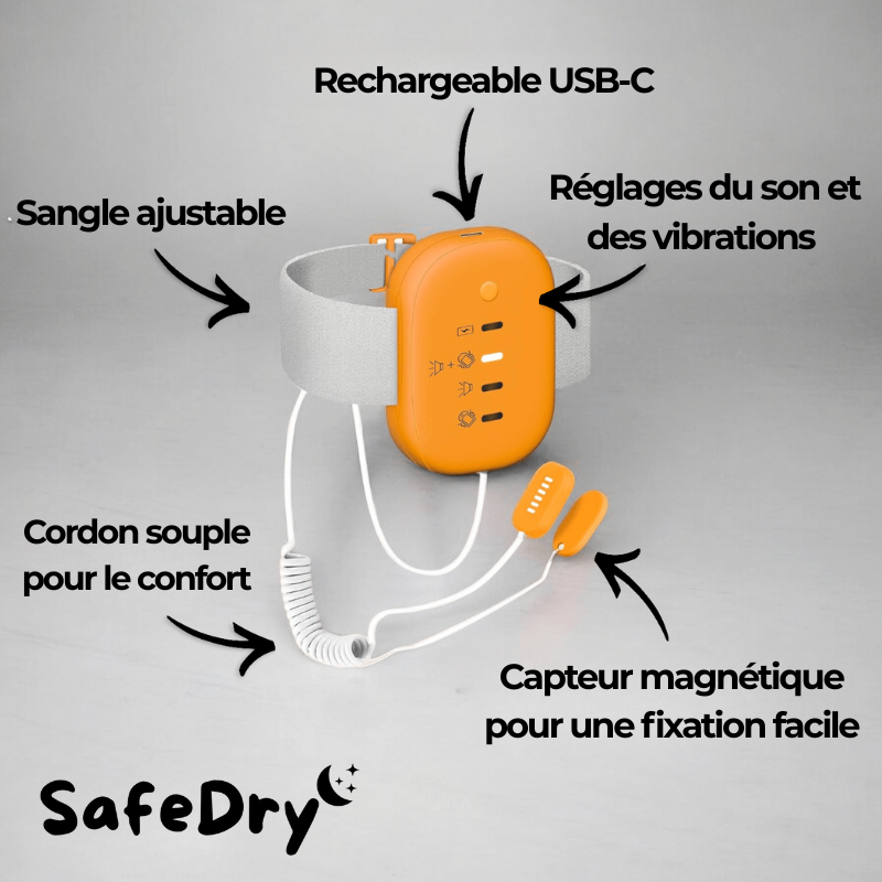 SafeDry™ – L’alarme anti-énurésie qui aide votre enfant à passer des nuits sèches